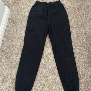 Black Cuffed Cargo Pants